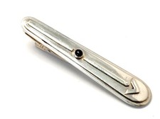 Designer Krawattenklammer Krawattennadel Sterling Silber 925 mit Onyx Kugel