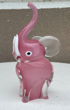 Midcentury Murano Glas Elefant Glasfigur H 24,5 cm groß pretty in pink 70erJ