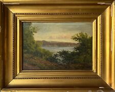 Ölbild Spätromantiker unleserlich signiert 19. Jahrhundert Landschaft mit Küste