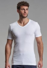 4 Herren T-Shirts von GÖTZBURG Feinripp V-Ausschnitt kurzarm Baumwolle Unterhemd