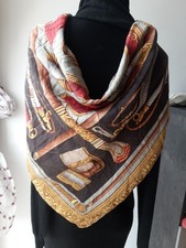 GENNY Tuch Carré Reitgerten/Dosen/Barock  mehrfarbig Seide Handrolled 85cm× 89cm