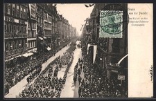 AK Berlin, Rückkehr des Kaisers an der Spitze der Fahnen in der Friedrichstrass 