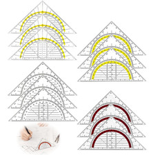 Geodreieck 12 Stück Set Gelb Rot Transparent Mit Weißer Tasche geodreieck groß F