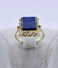 Ring Gold 585er mit Lapislazuli, Siegelring, Goldring 14 Karat Vintage 
