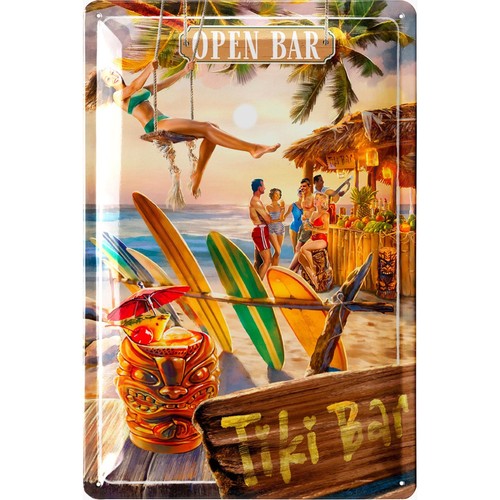 Lanolu blechschild open tiki - open,