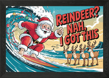 Surfender Weihnachtsmann mit