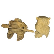 Zwei Klangtiere aus Holz - Klangfrosch und Eule - Sehr guter Zustand!