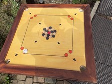 Carrom Board mit Spielsteinen Handarbeit Unikat, 86 X 86 cm, Spielfl. 72 x 72 cm