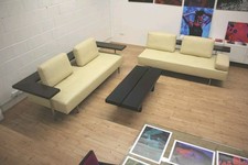 Rolf Benz DONO Garnitur beige Holzreeling / Loft / Design / Couch inkl Tisch