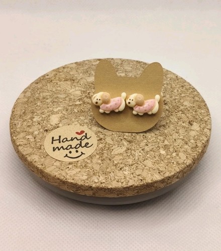Ohrringe ohrstecker hund creme - ohrstecker,
