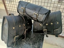 Neu Leder Motorradtasche Satteltasche Seitentaschen Werkzeug echt schwarz 3 S...