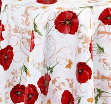 PVC Tischdecke Mohn rot weiss