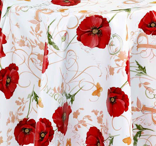 Pvc tischdecke mohn - rot, weiss