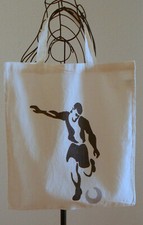 Stoff-/Einkaufsbeutel *Fußballspieler, Ball Silber*, Handarbeit,  NEU - UNIKAT