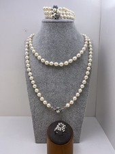 Perlen Schmuckset Halskette,Armband,Ring 585/-14k Weißgold