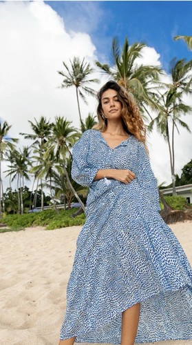 Maxikleid blau weiss 100 - blau/weiss,, 100%