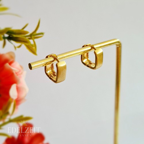 Gold creolen eckig matt hoops - gold,