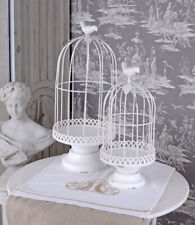 Zwei Metallglocken Haube Weiß Metallhaube Shabby Chic Vogelkäfig Kerzenständer