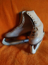 Schlittschuhe 39 Eiskunstlauf Leder weiß Vintage Antik Retro, Ledersohle Schoner