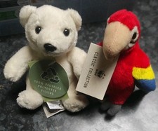 WWF SET 2X Plüschanhänger Papagei Eisbär Schlüsselanhänger-Keychain Kuscheltier