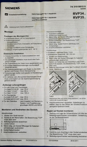 Siemens rvp340 heizungsregler - siemens,