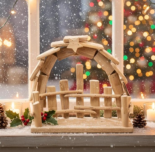Holz krippe weihnachten - krippe,
