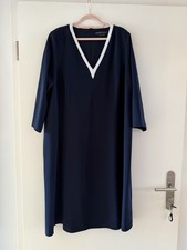 MARINA RINALDI  - Kleid Schwarz  - elegant mit weißem V-Ausschnitt - Gr. 31 