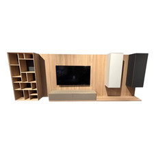 Team 7 Wohnwand Cubus Pure 32 Eiche Weiß Geölt Farbglas In Naturweiß Kiesel 