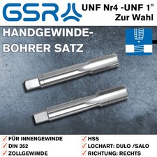 GSR Handgewindebohrer Satz UNF Nr.4 - UNF 1", Zollgewinde, Gewindeschneider HSS