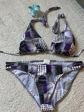 Damen Bikini in Gr 42 XL Grinario Sports grau lila Sommer Urlaub Schwimmbad See