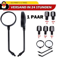 1 Paar Universal Schwarz Rund Motorrad Spiegel Rückspiegel E-geprüft M10 M8 DE