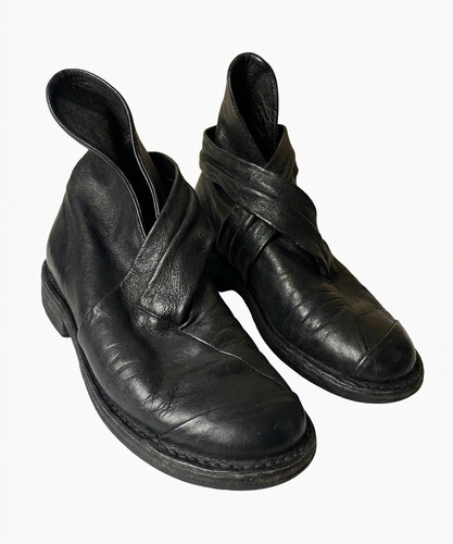 Schwarze leder wickelschuhe - leder,