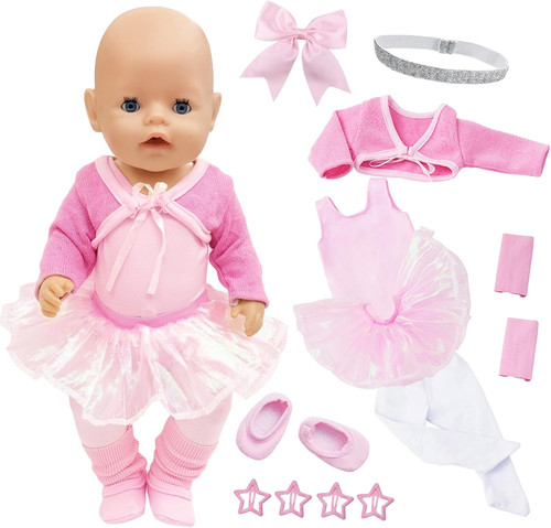 Pink ballet babypuppenkleidung - pink,
