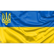 Flagge der Ukraine mit Wappen