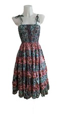 Damen Kleid Gesmokt Hippie 2 in 1 Maxirock Farbemix Mustermix One Size