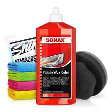 Auto Politur SONAX Polish+Wax Color rot 500ml + Applikator + Mikrofasertuch