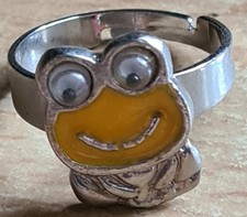 Verstellbarer GELBER Kinderring Motiv Frosch mit kullernden Augen NEU!!!