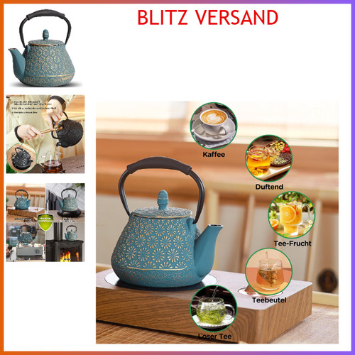 Gusseisen teekanne 950ml blau - gusseisen,