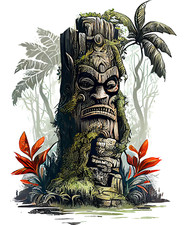Car sticker tiki - car, statue