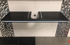 CreativBad Waschtischplatte, weißes LED-Profil, schwarz - 40,5 x 120,5 x 5 cm