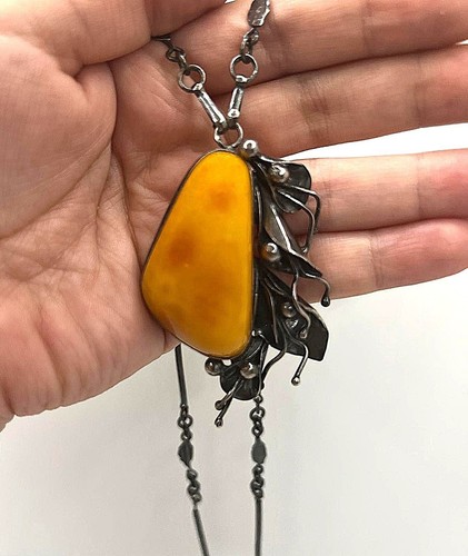 Jugendstil bernstein kette 925 - bernstein,