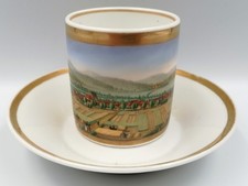 Ansichtentasse, Porzellan Gedeck, sehr alt, Ungemarkt, Lupenmalerei Landschaft