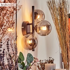 Schicke Wandleuchte / Wandlampe in Schwarz - Metall, Rauchfarbenes Glas G9 Kugel