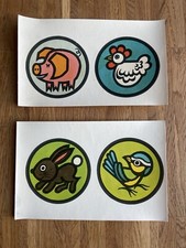 Schiebebildern Tiere Zoo DDR VOGEL SCHWEIN 1986 Abziehbilder GDR OSTERN Huhn