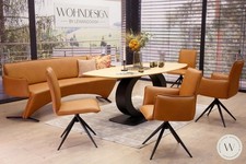 Esstischgruppe inkl. 4 Drehstühle in Leder Cloud