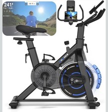 Upgrade Heimtrainer Fahrrad mit APP,Leises Magnetwiderstand,LCD-Monitor rot/blau