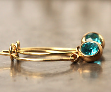 Creolen Ohrring vergoldet blau minimalistisch Geschenk Mutter Frau Freundin