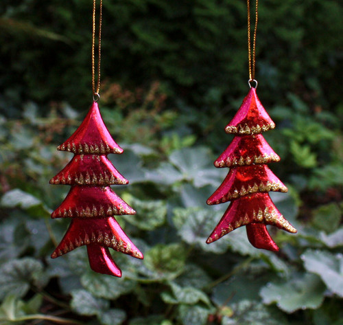 10er set tannenbaum anhänger - set,