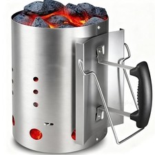 Anzündkamin -Grill Kohlestarter,XXL Grillanzünder mit Kunststoffgriff, 19,5x30cm