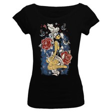 King Kerosin Longshirt Homeward Stay True Frauenshirt Skull Pin-Up Rockabilly 